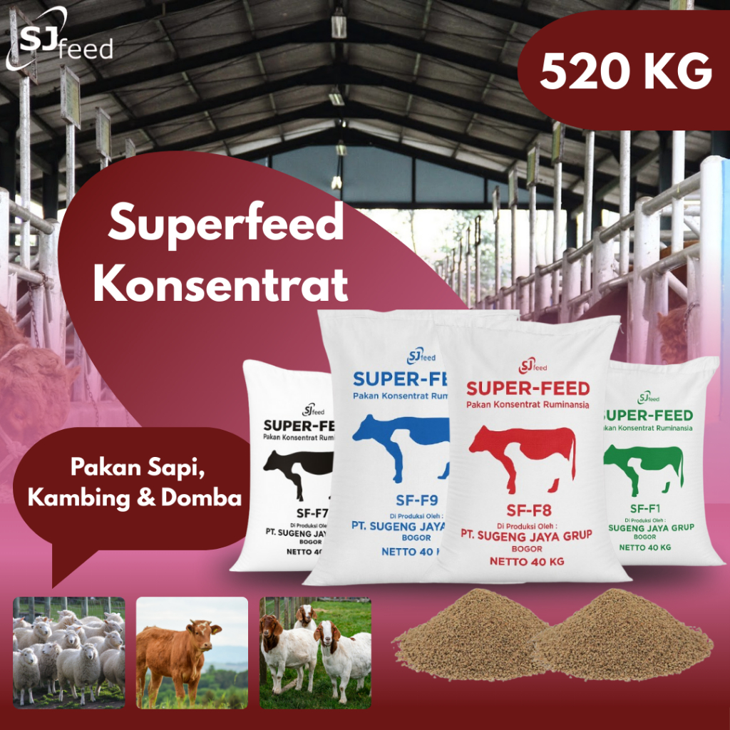 Pakan Konsentrat Sapi, Kambing, Domba Tinggi Nutrisi SUPERFEED- 520 kg