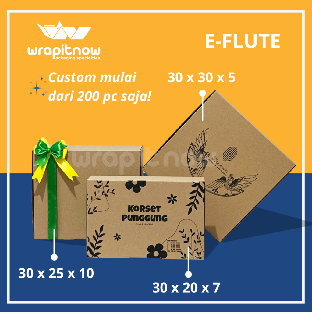 

Eflute 30x25x10 30x20x7 30x30x5 dus sepatu box packing olshop pizza hampers pabrik dus die cut