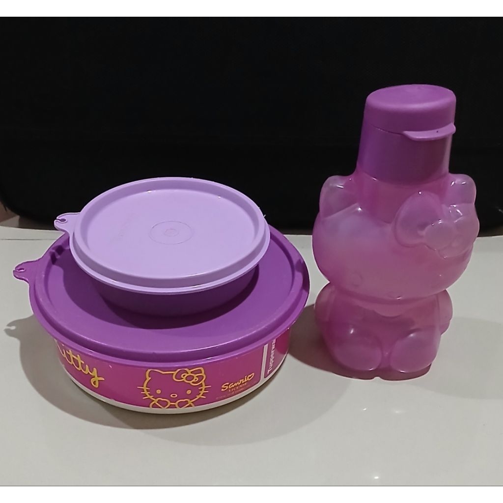 set tempat bekal bulat ungu HK tupperware prelove
