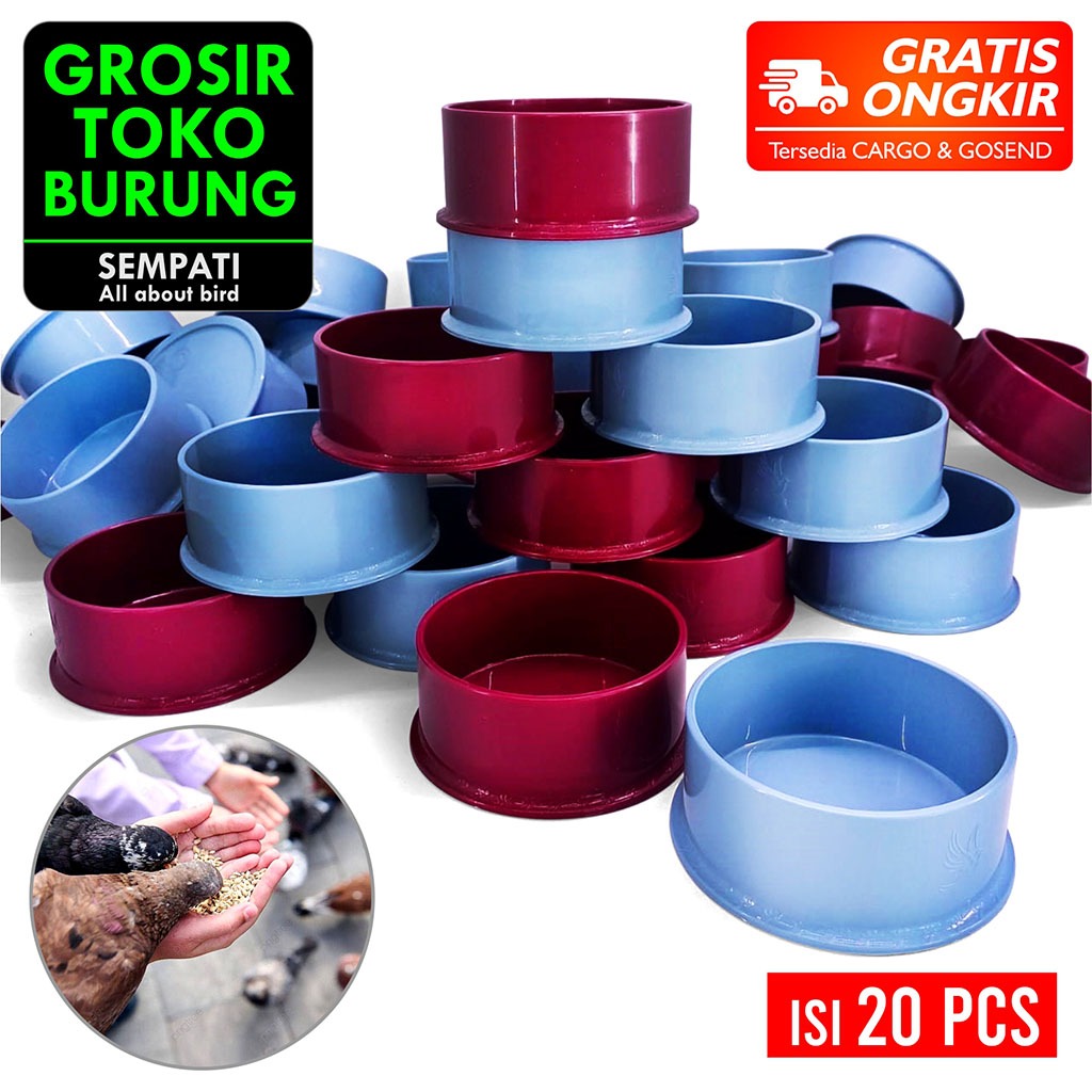 SEMPATI GROSIR Tm Cepuk Emboss Ukir Merpati Isi 20 Pcs Tm Merpati Wadah Tempat Makan Minum Burung Me