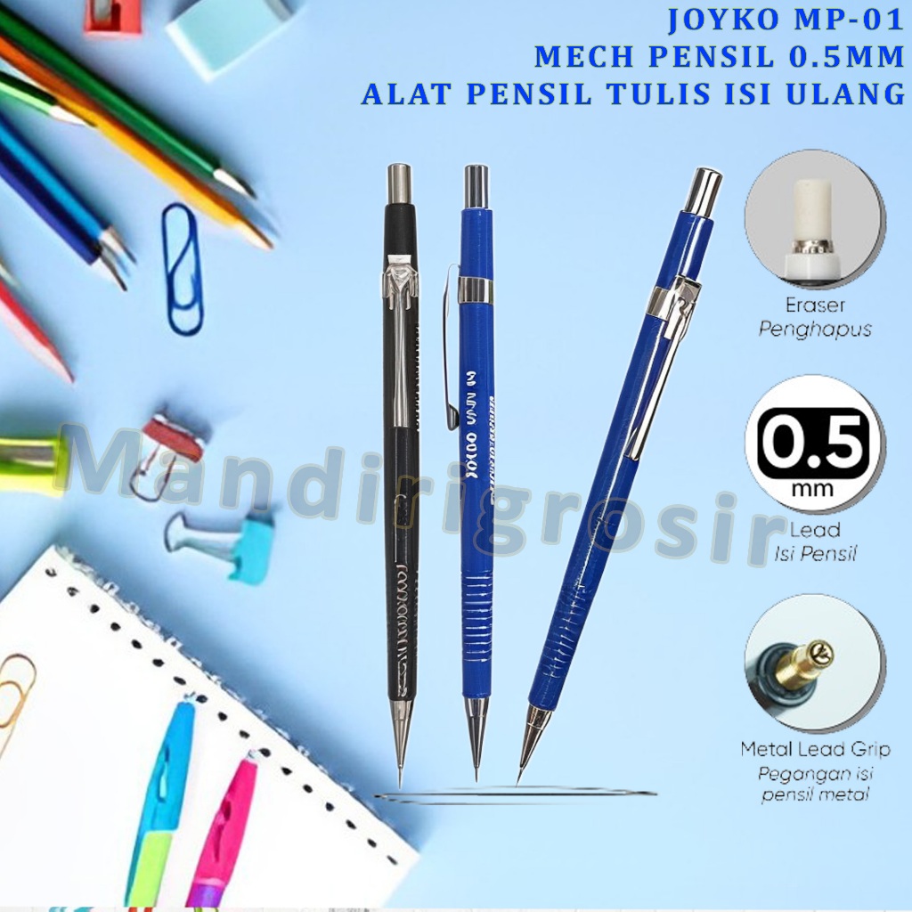 

Pensil Tulis Mekanik Isi Ulang * Joyko * Mech Pensil 0.5mm * MP-01 Isi 5pcs