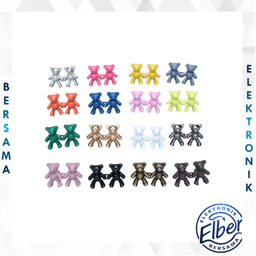 ELBER HL0647 kancing jeans bentuk beruang Bahan Metal Dapat Dilepas Kancing Jeans Metal Bebas Jahit 
