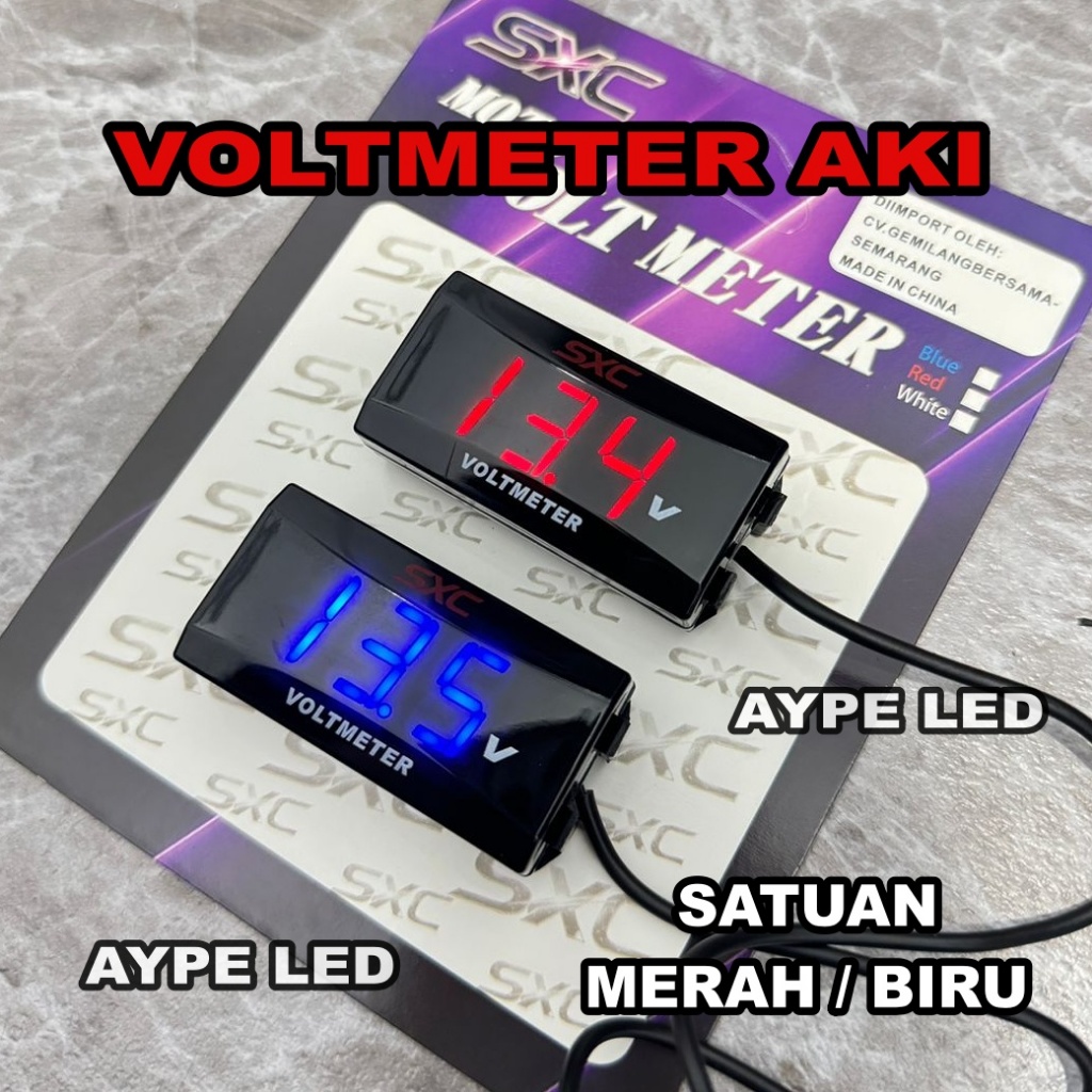 Voltmeter Meter Aki Waterproof Pengukur Daya Aki 12 Volt Universal Semua Motor PNP 12Volt
