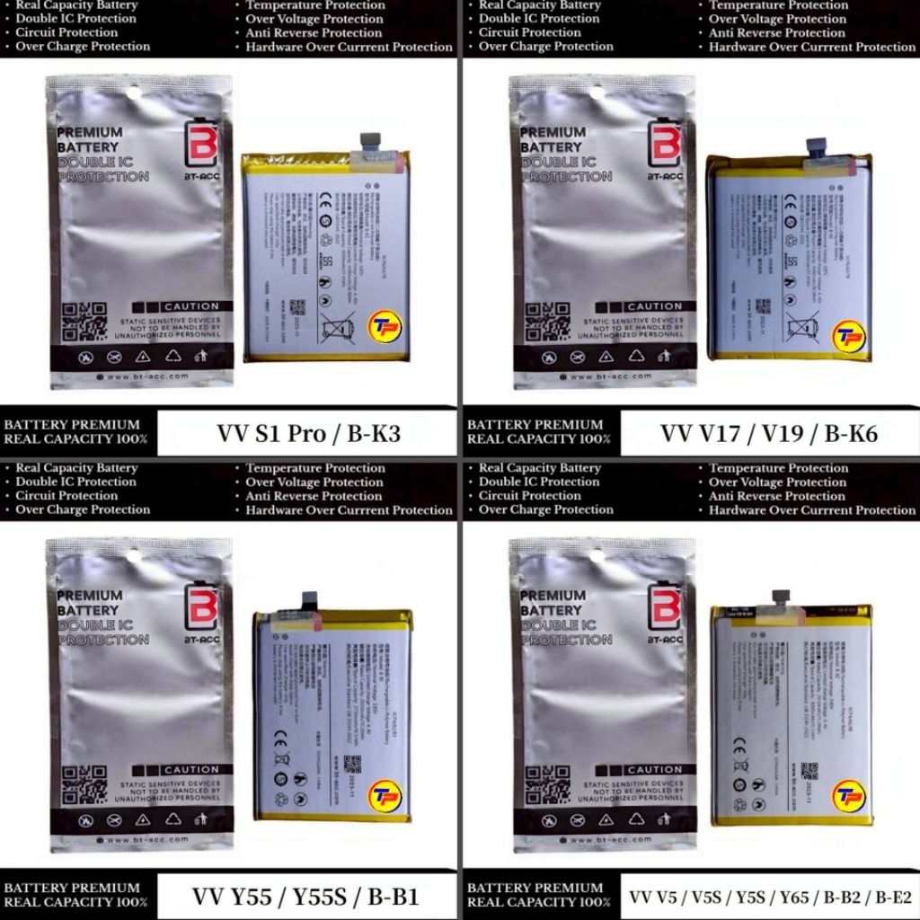 Baterai BT-ACC B-K3  B-K6  B-B1  B-B2  B-E2  VV S1 Pro  V17  V19  Y55  Y55S  V5  V5S  Y5S  Y65