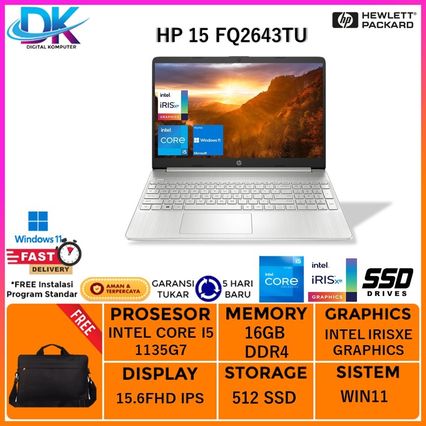 Laptop HP 15 Intel core i5 1135G7 16GB 512GB SSD 15 inch Full HD Silver - 16GB | 512GB
