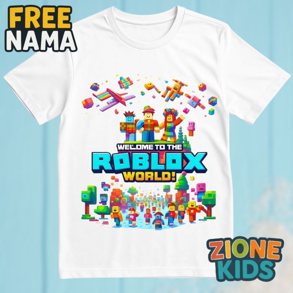 Kaos Anak Roblox World Terbaru - Baju Anak Laki Laki Perempuan Roblox Free Nama