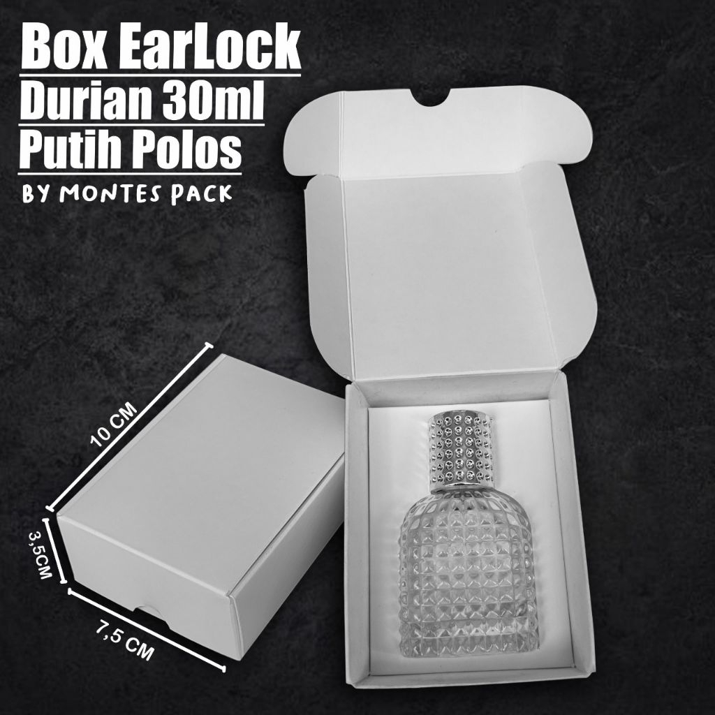 

BOX EARLOCK | untuk botol Durian 30ml | box parfum earlock Putih hitam