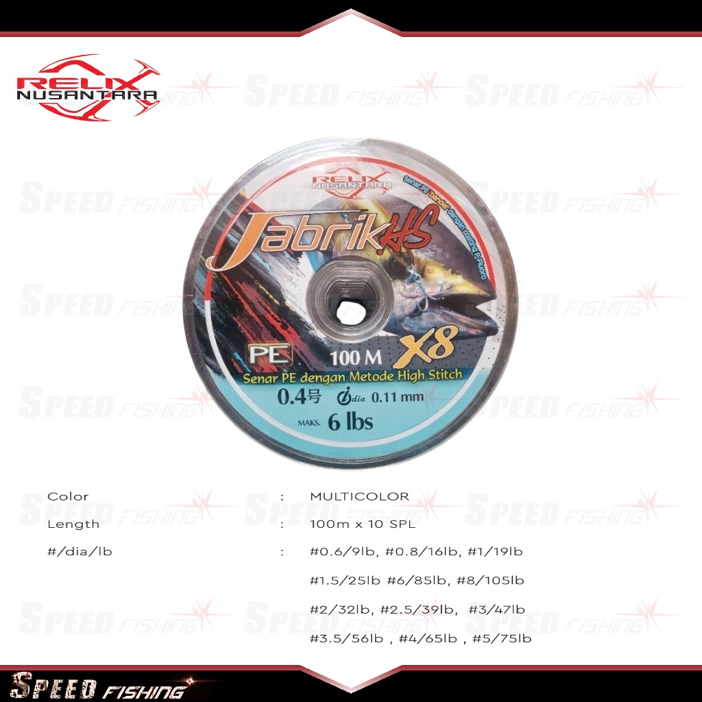 Pe Relix Nusantara Jabrik HS X8 100 Meter Benang Pancing Relix Jabrik Conecting