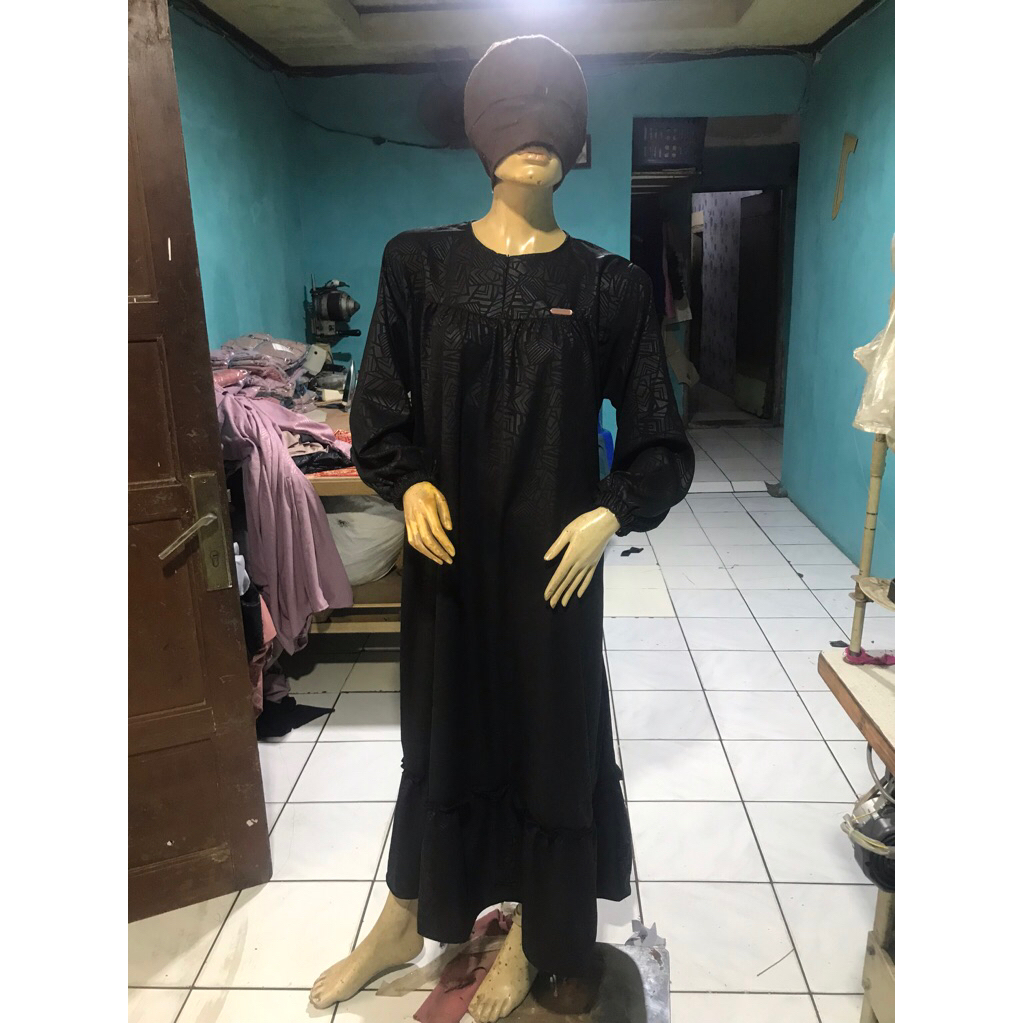 Gamis Dress Wanita Muslim Model Terbaru Polos Garis Garis