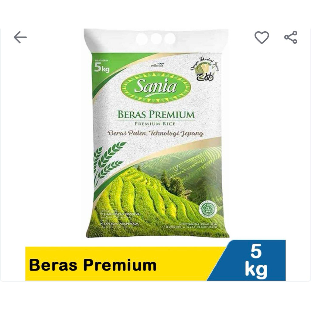 

Beras Premium Sania, larisst, uenakk, rojo lele, fs melati, ramos