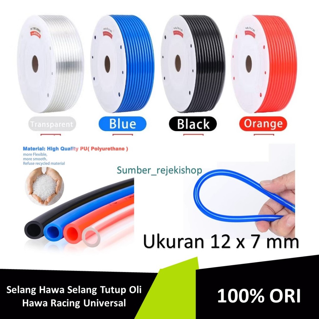 Selang Hawa Selang Tutup Oli Hawa Racing Universal Ukuran 12x7 Panjang 1meter Motor