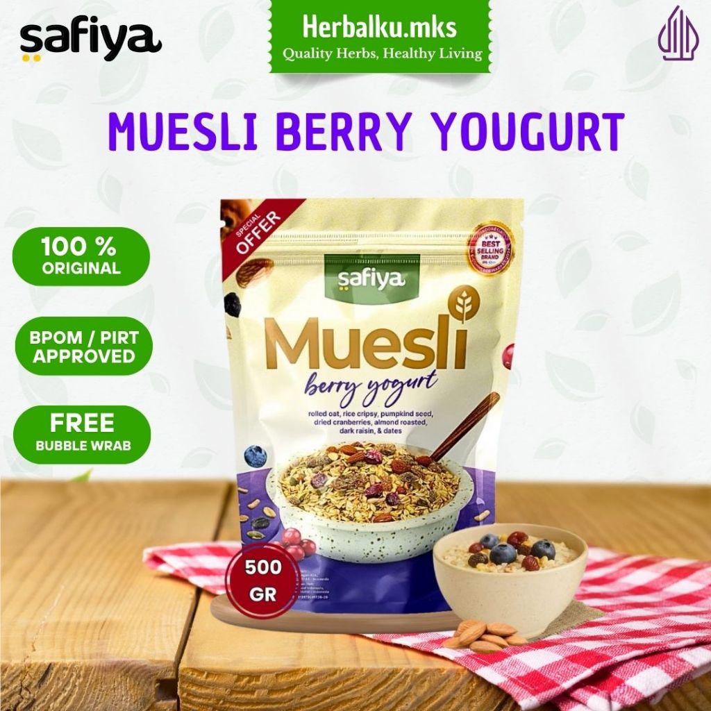 

Safiya Muesli Berry Yogurt 500 Gram Sereal With Almond Premium