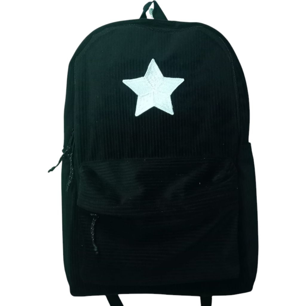 Tas Ransel Corduroy Bintang Polos/Tas Corduroy Bintang Putih Anak Sekolah