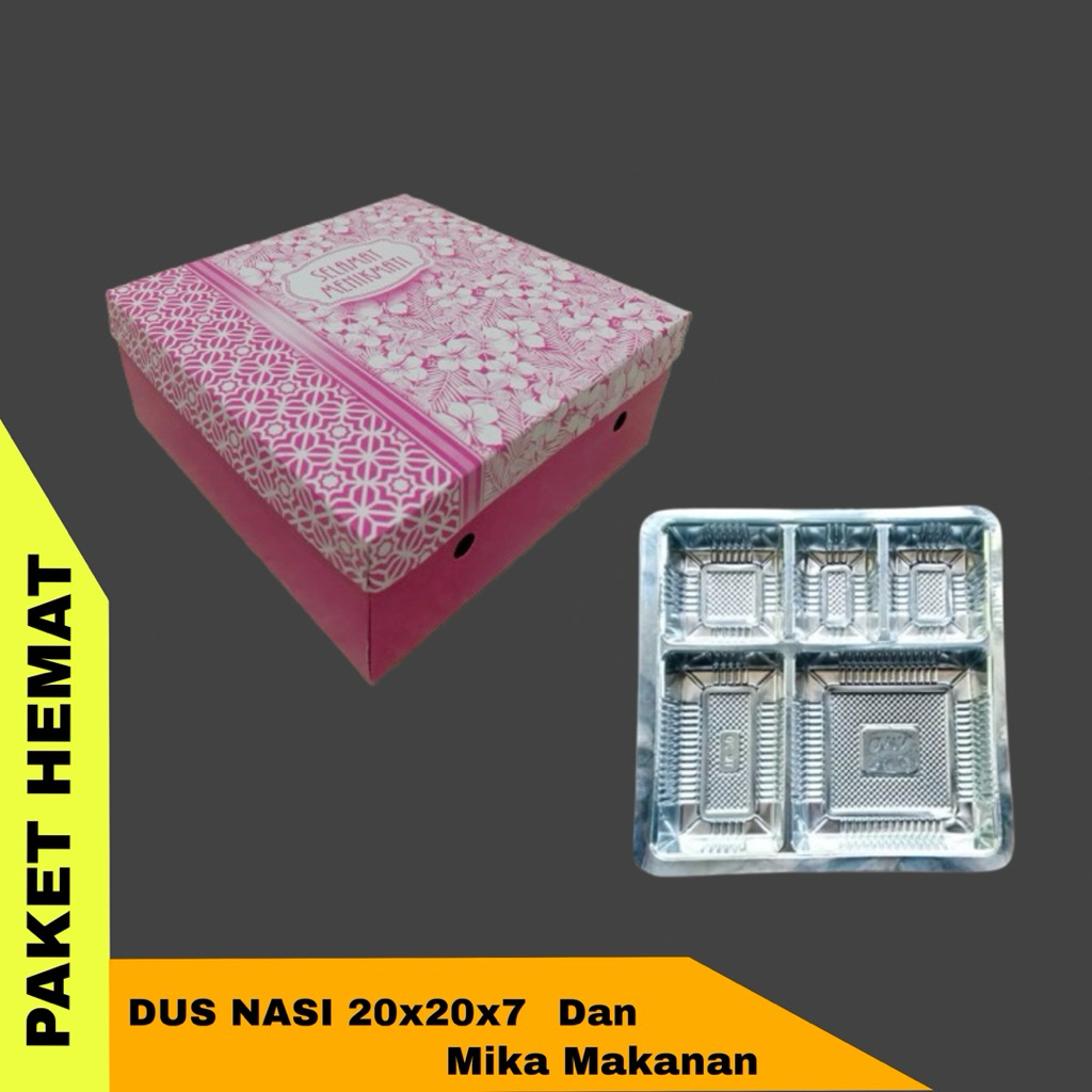 PAKET KARDUS NASI 20x20x7 dan MIKA SEKAT 5 | DUS NASI/DUS KUE |