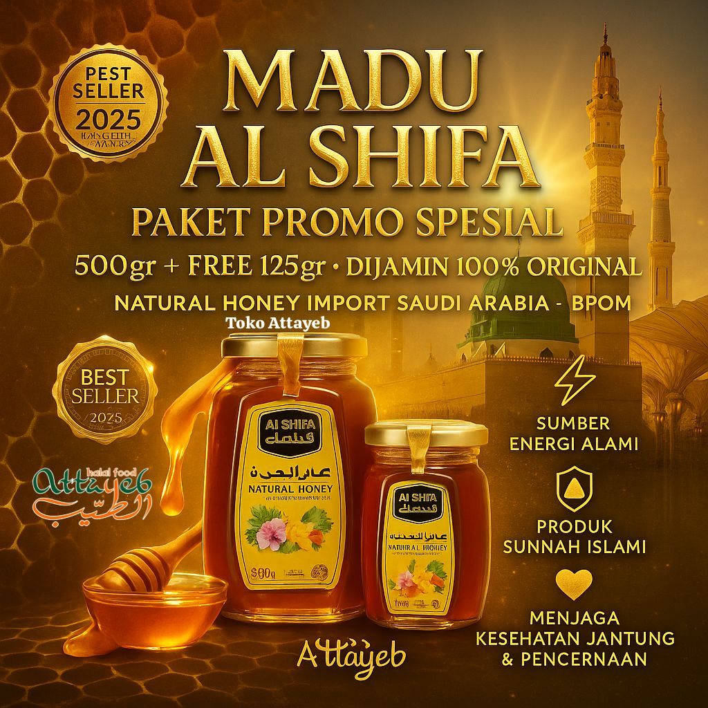 

Madu Al Shifa 500gr + Free 125gr Paket Promo Original Madu Al Shifa Natural Honey Import dari Saudi Arab Paket (BPOM - EXP 2029)