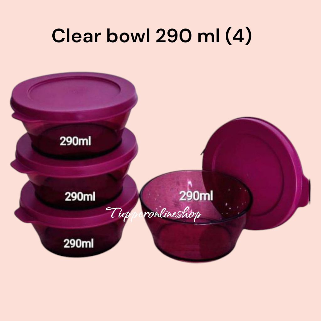 Clear bowl tupperware 290 ml / mangkok kristal tupperware