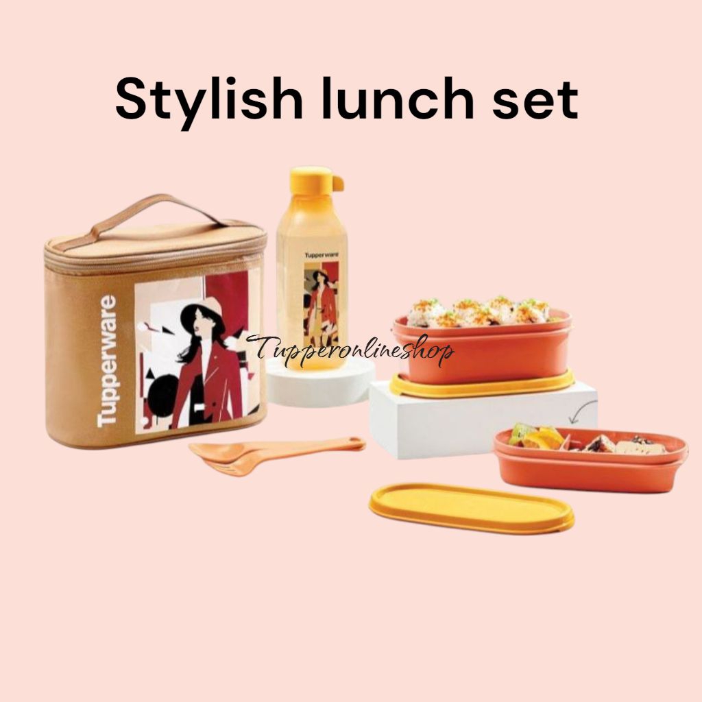 stylish lunch set tupperware / paket tempat makan tupperware + tas