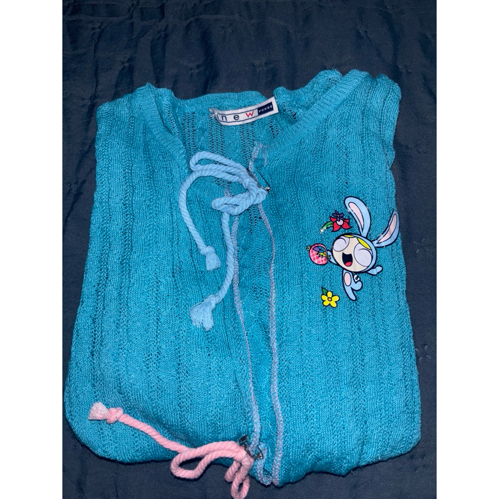 Preloved Cardigan Crop Powerpuff Girl Biru Muda