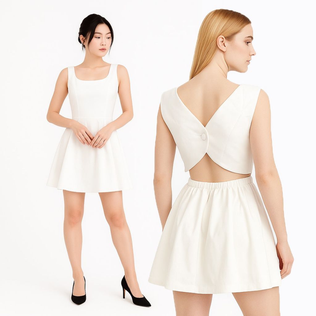 DRESS PUTIH MINIMALIST IMPORT BANGKOK