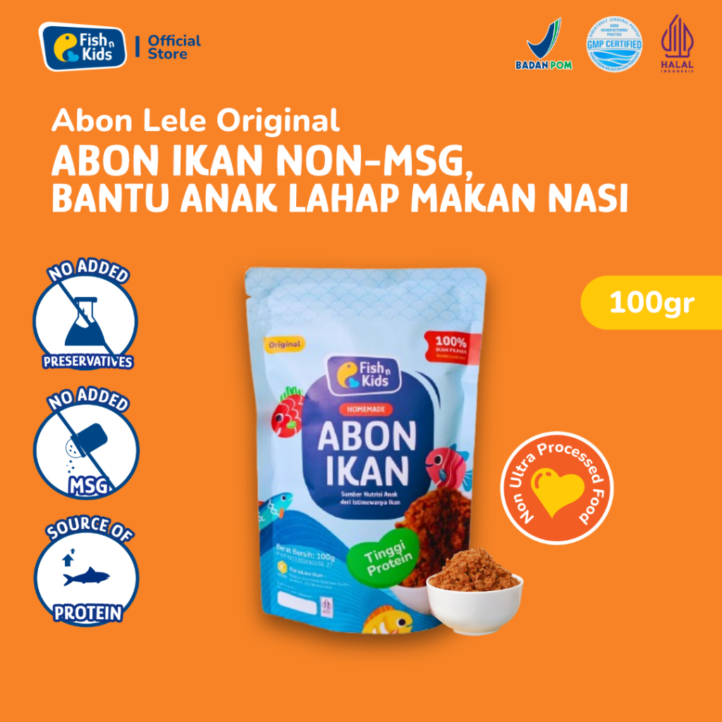 

Fish n Kids - Abon Lele Original Abon Homemade non MSG 100gr Non UPF HALAL GMP