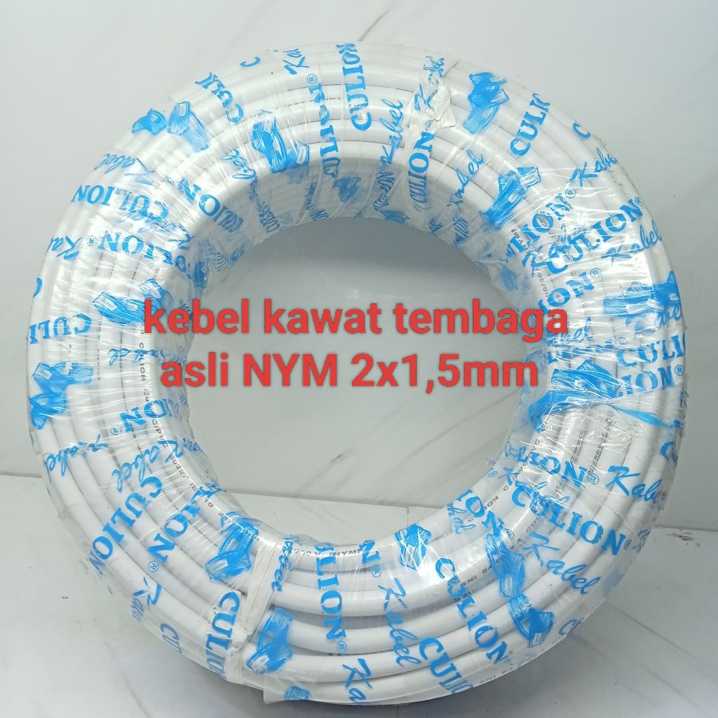Kabel NYM 2×1,5mm 50meter  tembaga asli /kabel kawat tembaga murni isi 2