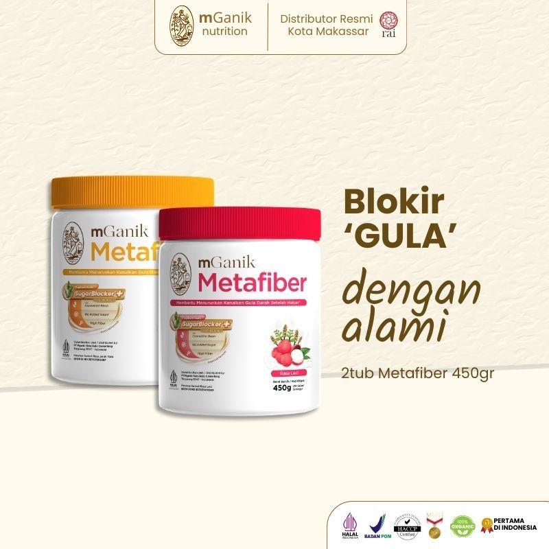 Metafiber Mganik Makassar 450gram Rasa Jeruk Yuzu & Lyche