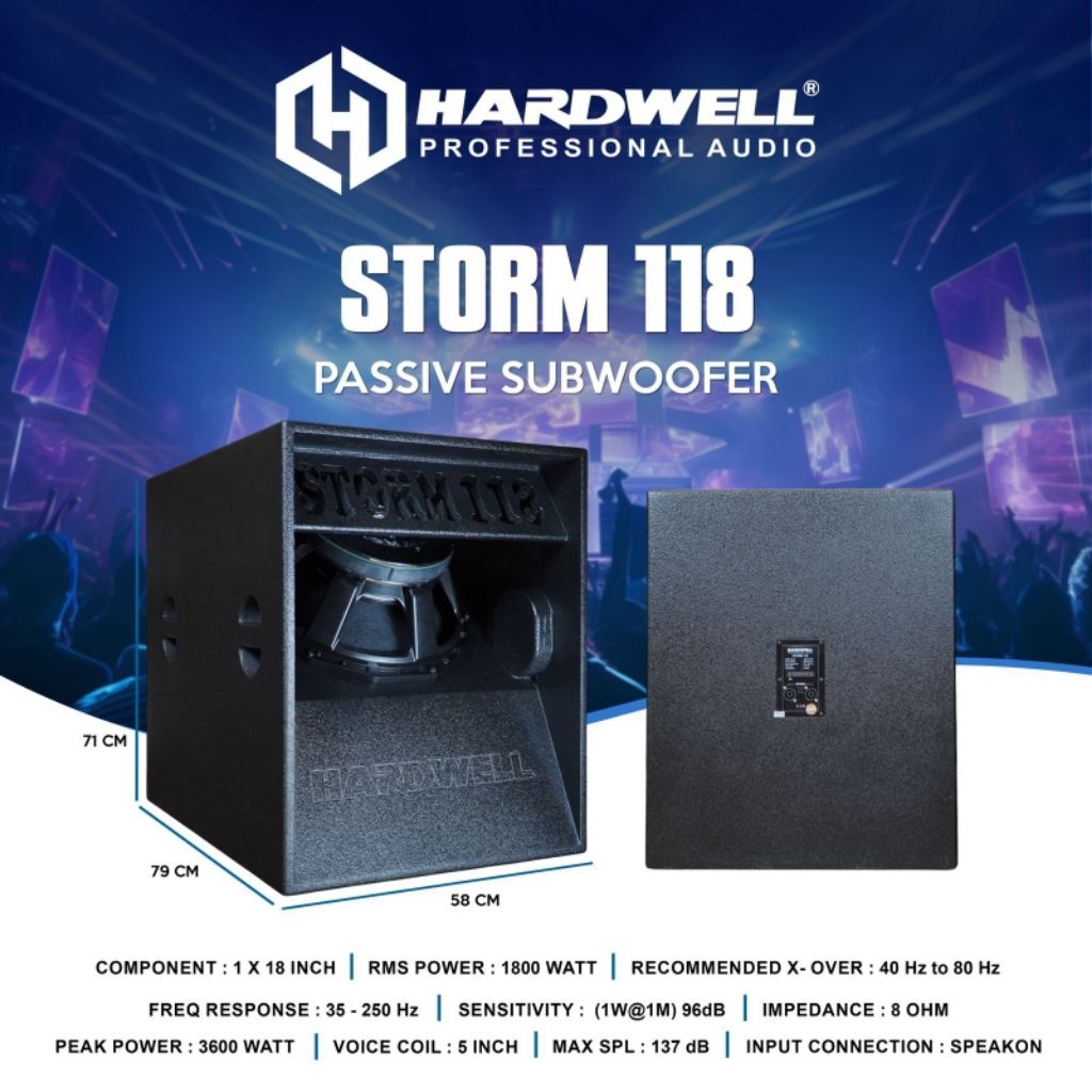 SUBWOOFER PASIF HARDWELL 18 INCH SUBWOOFER PASIF HARDWELL STORM 118 ORIGINAL