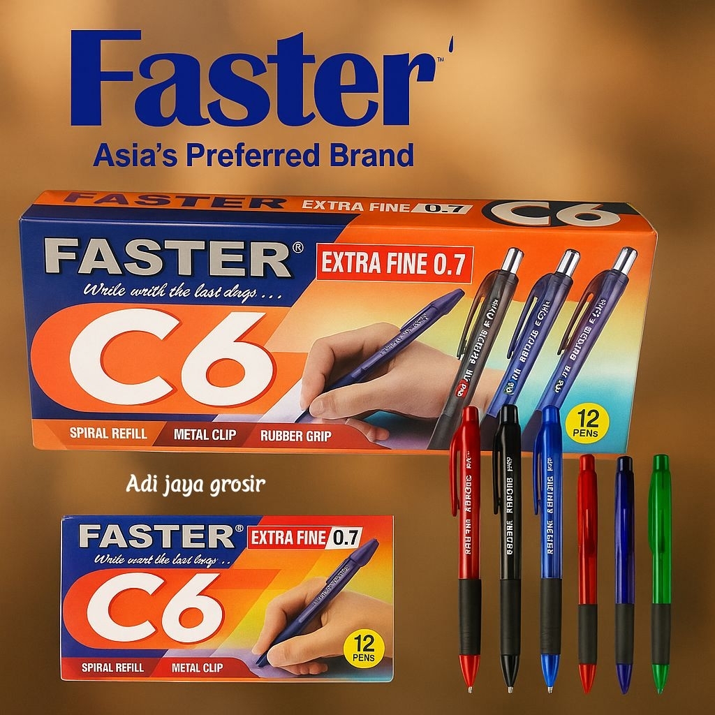 

pulpen gel merek FASTER C6.. 1 pack isi 12 pcs