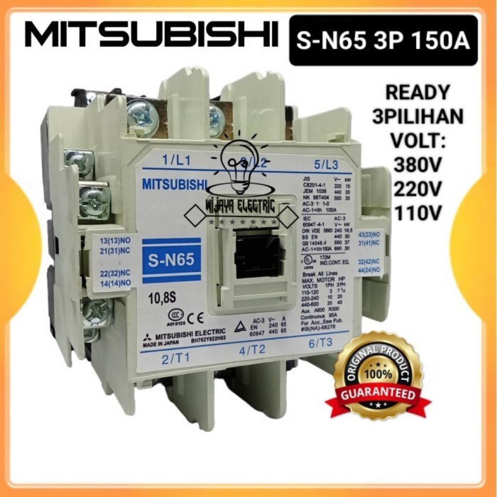 Contactor S-N65/SN65 220vac 3p 100a Mitsubishi original