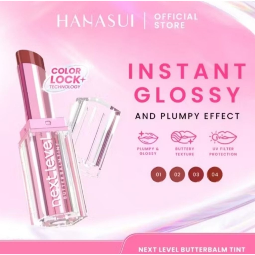 Hanasui Next Level Butter Balm Tint – Lip Balm Tinted Melembapkan, Warna Natural, Ringan & Tahan Lam