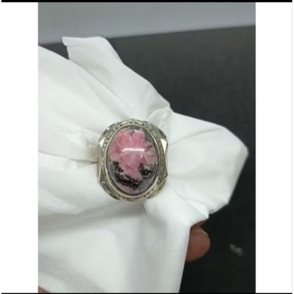 Cincin batu red borneo natural ring alpaka super