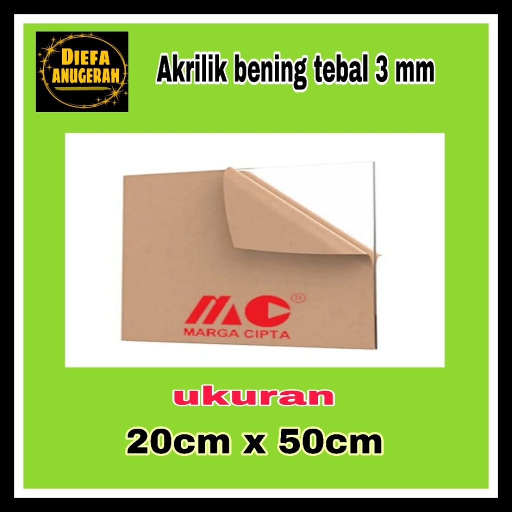 Acrylic bening/Akrilik lembaran bening 3mm 20x50 Mika bening