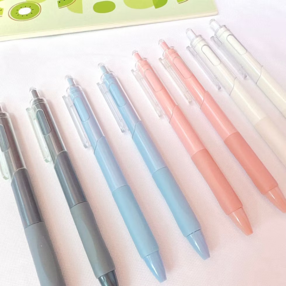 

6pcs Pulpen Gel Retractable Gel Pen Tinta Hitam 0.5mm Pena Pen Pencet Lucu Bolpoin Simple White Black Alat Tulis