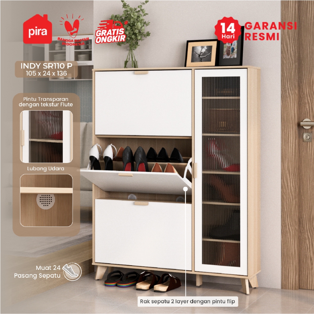 PIRA METROPOLIS -  INDY SR110P Rak Sepatu / Lemari Sepatu / Lemari Sepatu Susun Tertutup