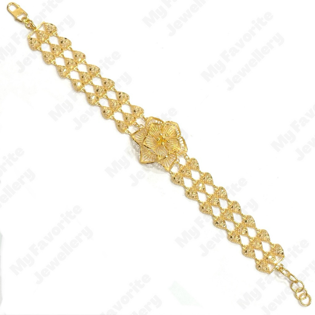 Gelang Kerawang Model Bunga Kendari EMAS ASLI Kadar 700 16K