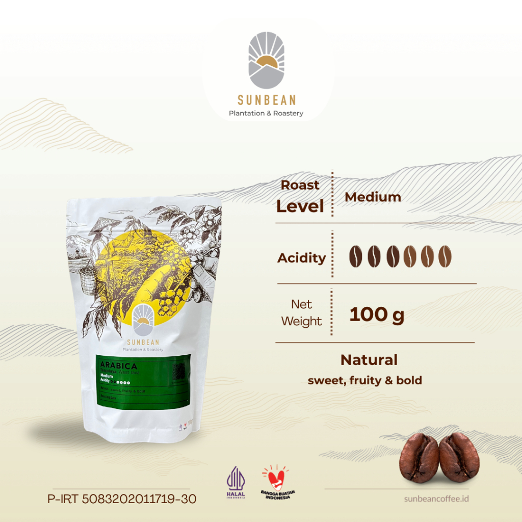 

Kopi Full Arabika Natural Medium Coffee Roast 100g by SUNBEAN