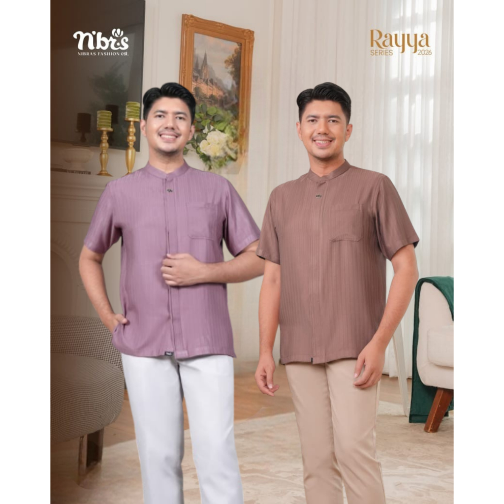 ATASAN KOKO LENGAN PENDEK PRIA DEWASA REMAJA WARNA COKLAT BROWN DUSTY UNGU PURPLE POLOS SARIMBIT AYU