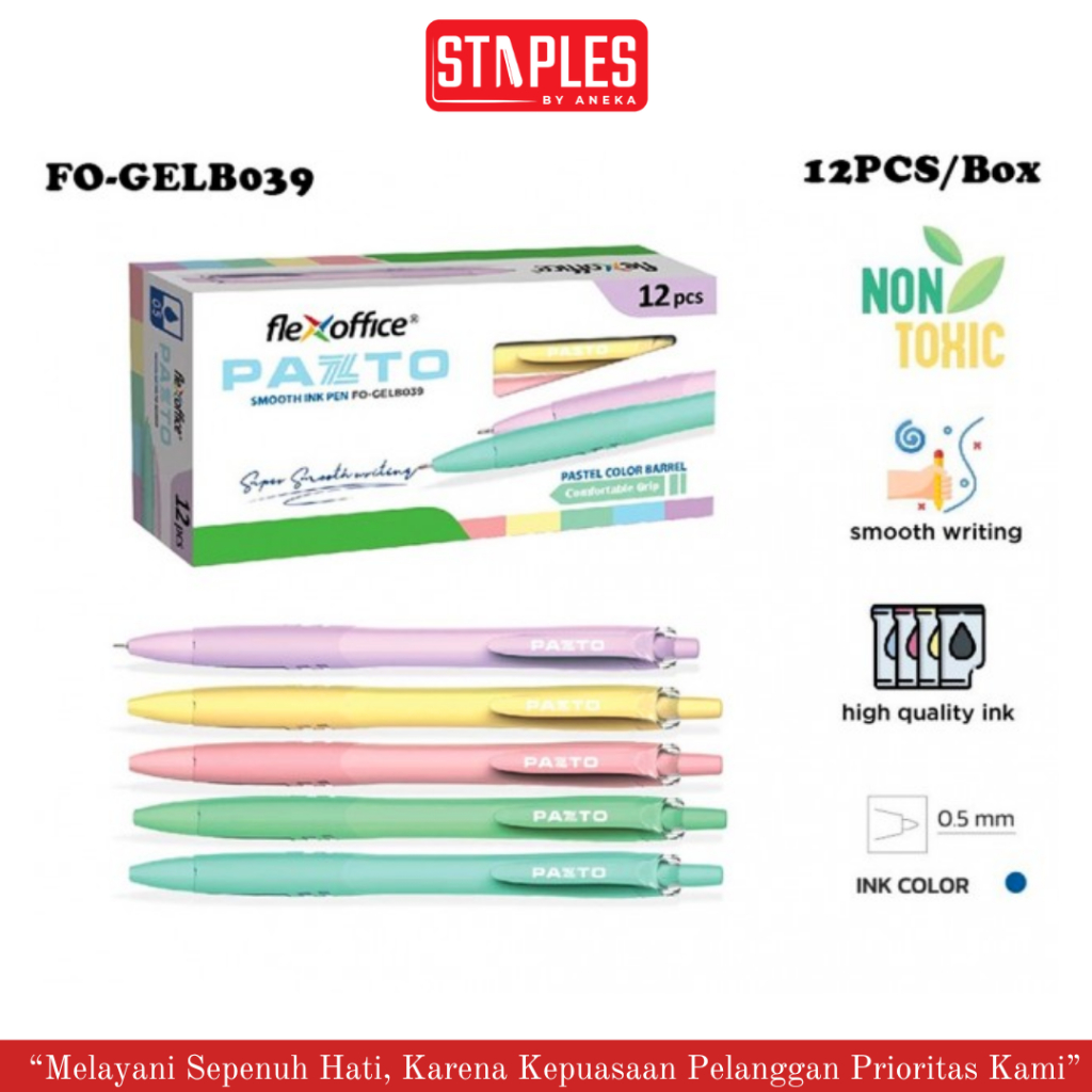 

Pena Pazto Flex Office / Pena Flexoffice Pazto 0.6MM Hitam FO-GELB039