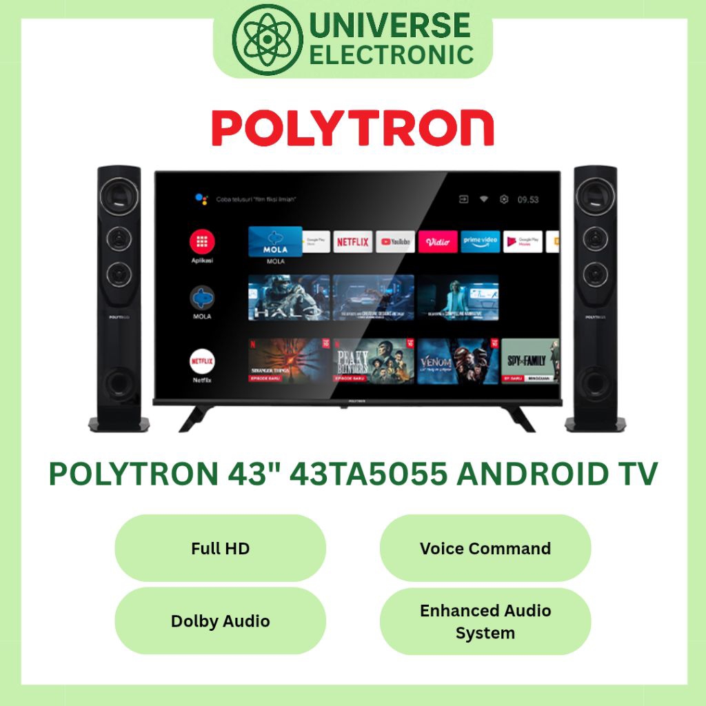 POLYTRON 43TA5055 FULL HD ANDROID TV TOWER SPEAKER 43 Inch