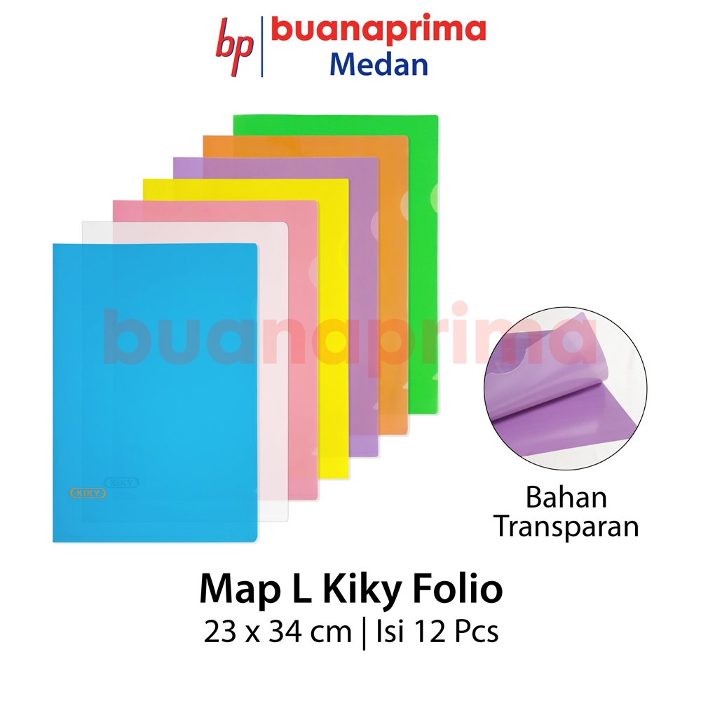 MAP L KIKY F4 1 Pack isi 12 pcs Warna Clear Sleeves Plastik Bening Transparan