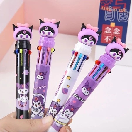 

( 6 Pcs ) PULPEN MEKANIK 10 WARNA TINTA KARAKTER KUROMI 3D PULPEN 10 WARNA MOTIF BONEKA KUROMI