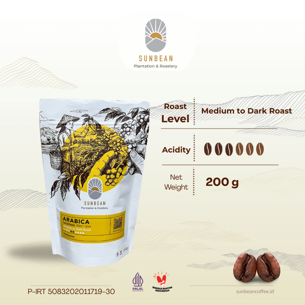 

Kopi Full Arabika Wash Proses Medium to Dark Coffee Roast 200g by SUNBEAN