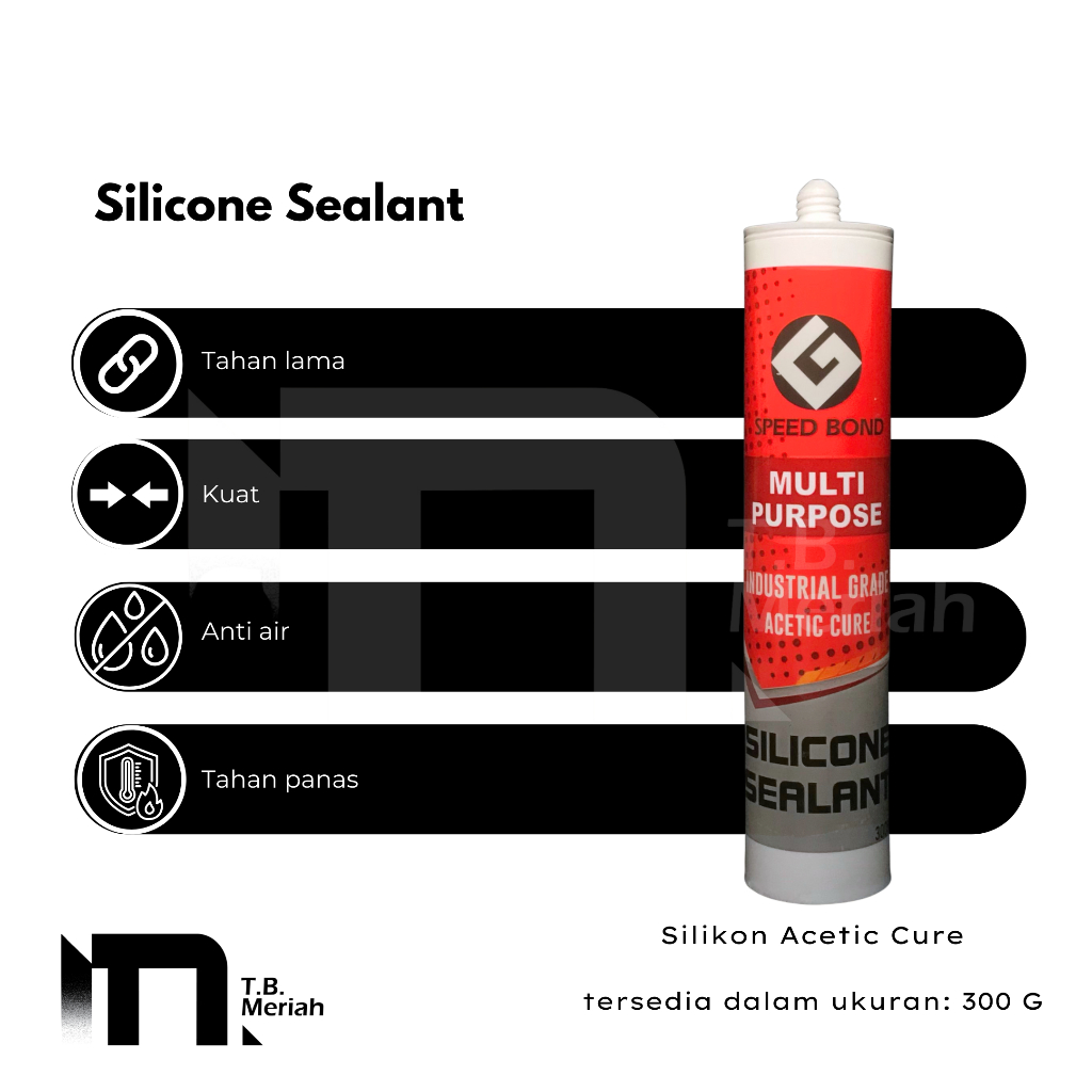 Sealant Silicone Lem Kaca 300Ml Putih Abu Bening / Transparan Coklat Hitam - Lem Silicone - Lem Kera