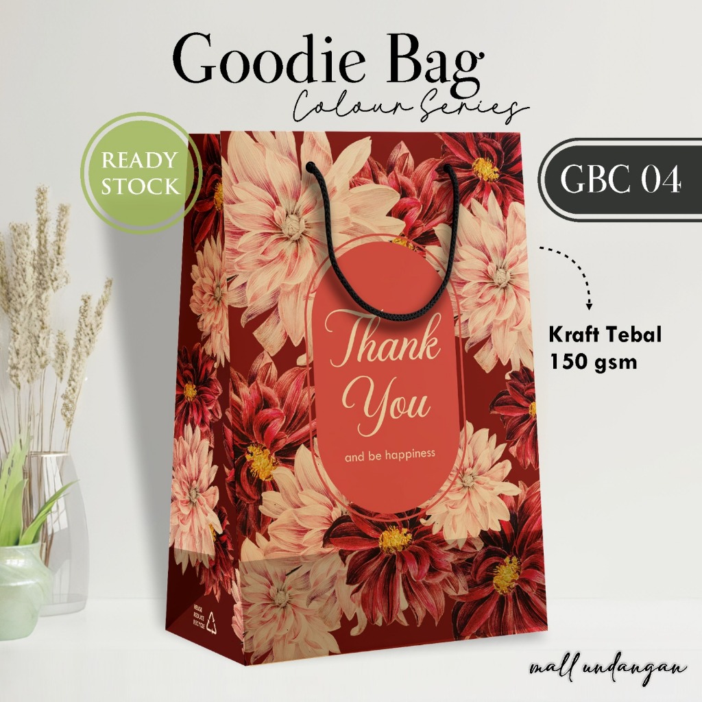 

(12 PCS) PAPER BAG MOTIF WARNA PAKET LUSINAN - TAS SOUVENIR PERNIKAHAN COLOUR READY STOCK GBC 04
