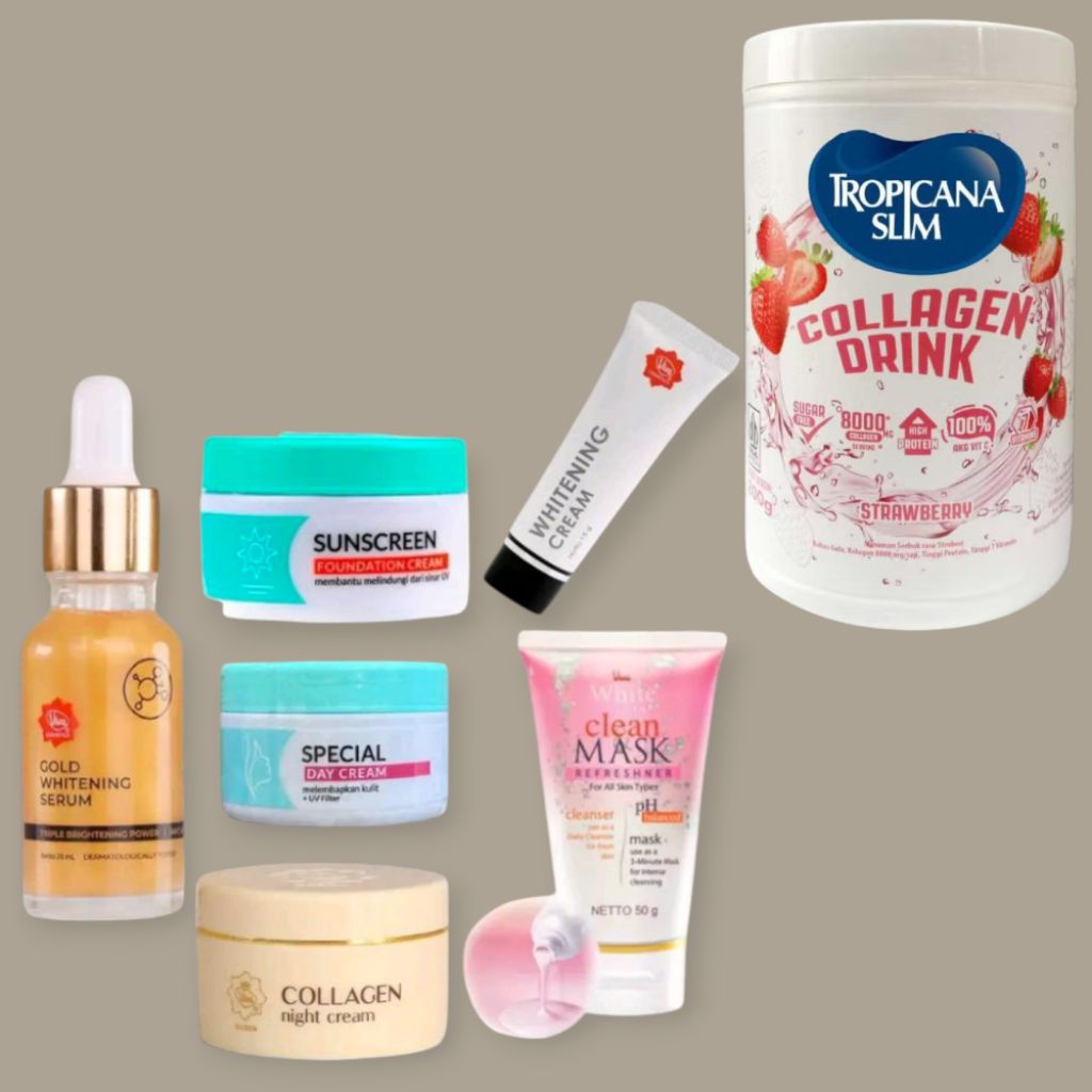 Paketan Perawatan Kulit Putih Cerah Satu Set Skincare Viva Bundling Tropicana slim Collagen Drink