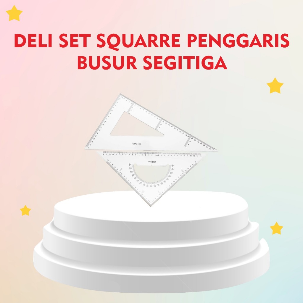 

DELI PENGGARIS SET TRANS E6435/Deli Set Penggaris Besar Busur Segitiga 2pcs 33cm | Ukuran Akurat Bahan Extra Tahan Lama E6435