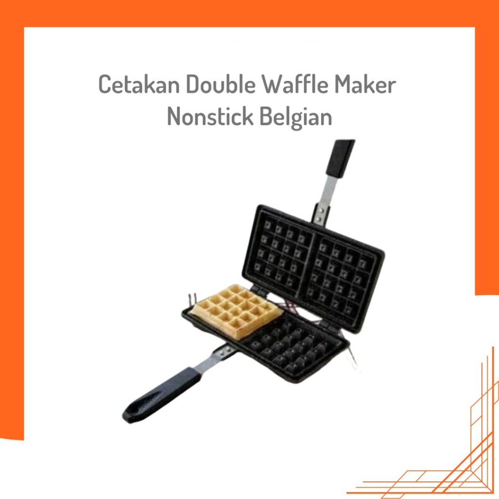 Cetakan Double Waffle Maker Nonstick Belgian Waffles Kue Pan Kompor