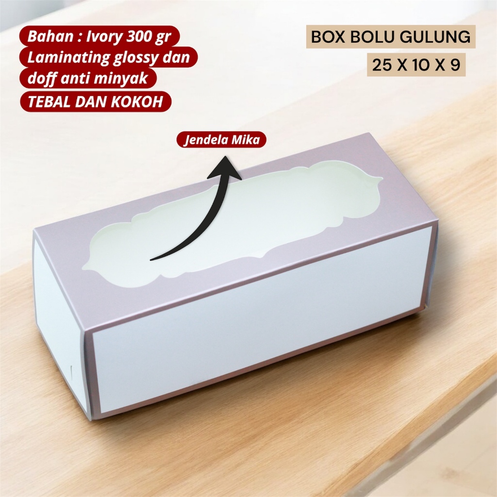 

DUS BOLU GULUNG, BOX BROWNIES, KOTAK DONAT, DUS KUE 25 X 10 X 9 CM [ 10 PCS ]