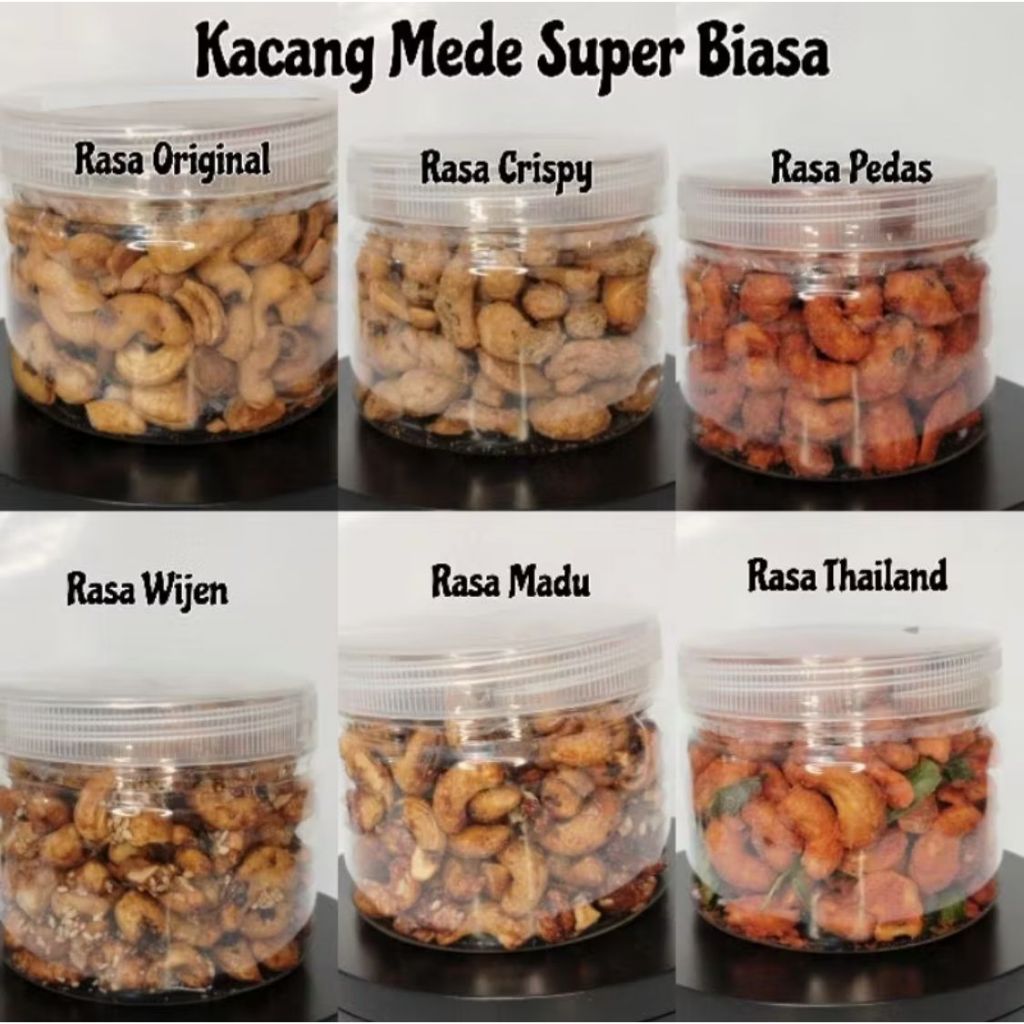 

Paket Toples Kacang Mede Super Biasa All Varian Rasa, Grosir 100 Toples