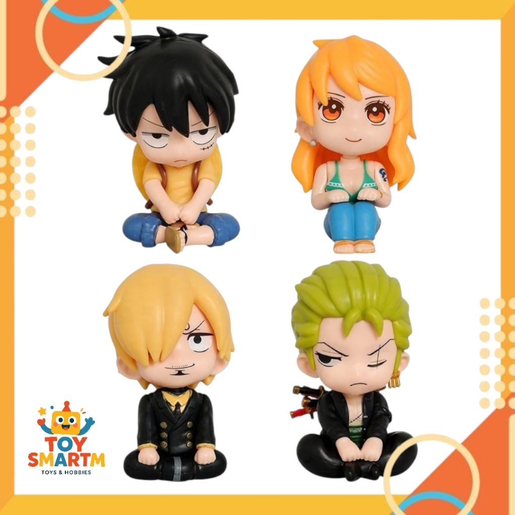 Figure One Piece Duduk Luffy Zoro Sanji Nami Look Up Set One Piece Sitting Set 4